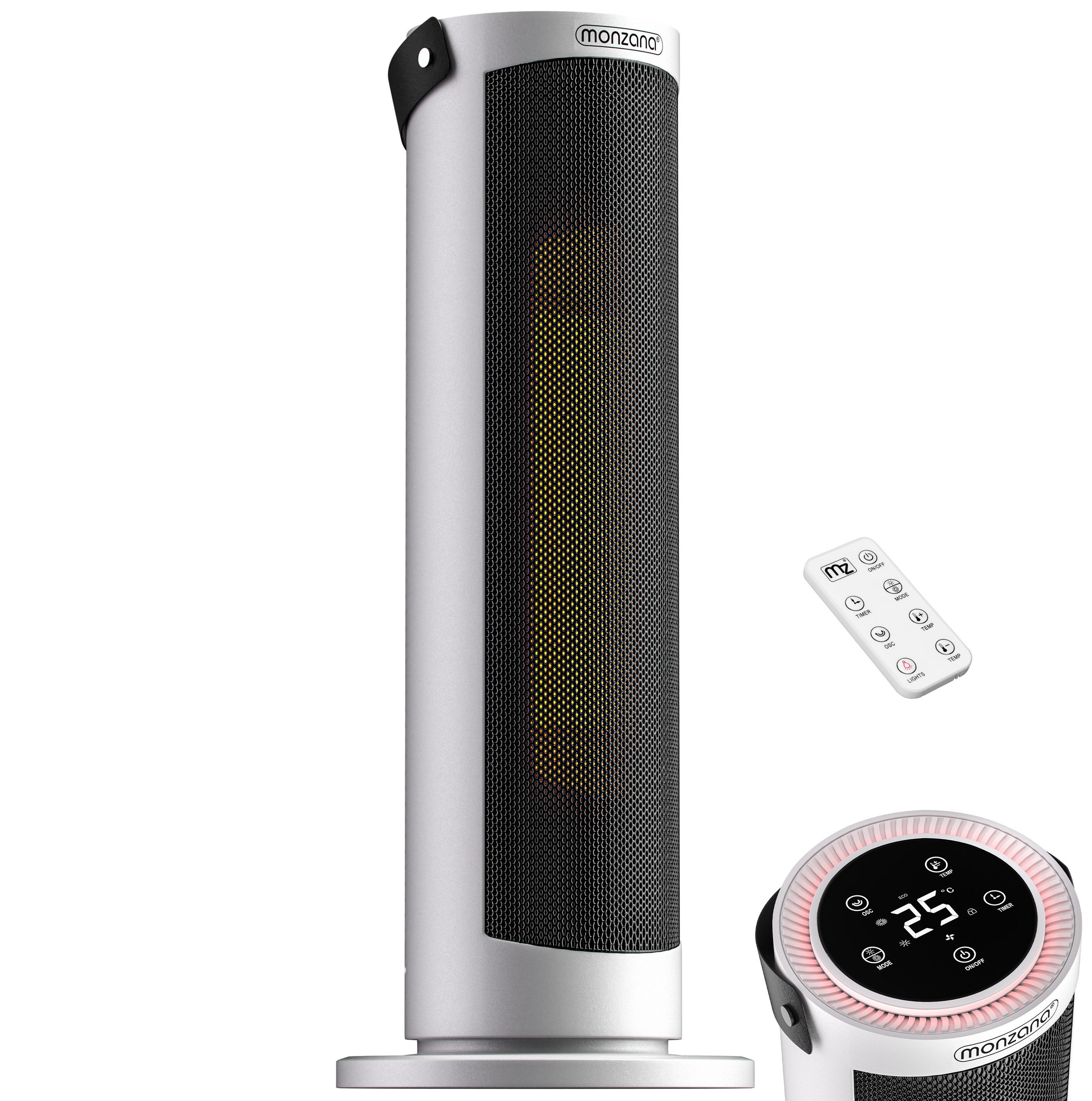 monzana Heizlüfter, 2000 W, Keramik Heizlüfter 2000W 4 Betriebsmodi 15-35°C Energiesparend 70°