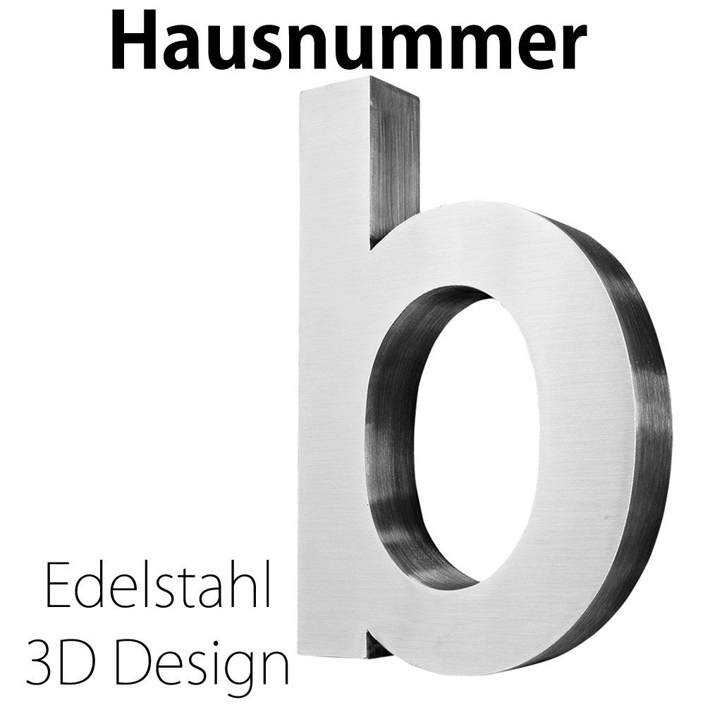 V2Aox Hausnummer Edelstahl Hausnummer Buchstabe b Hausnummernschild Schild 3D