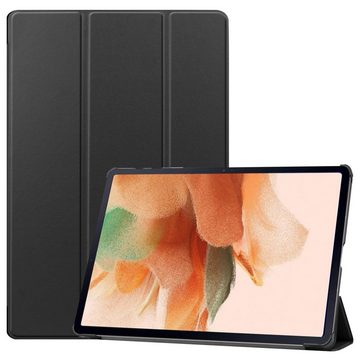 König Design Tablet-Hülle, Tablethülle für Samsung Galaxy Tab S7 FE Schutztasche Wallet Cover 360 Case Etuis Schwarz