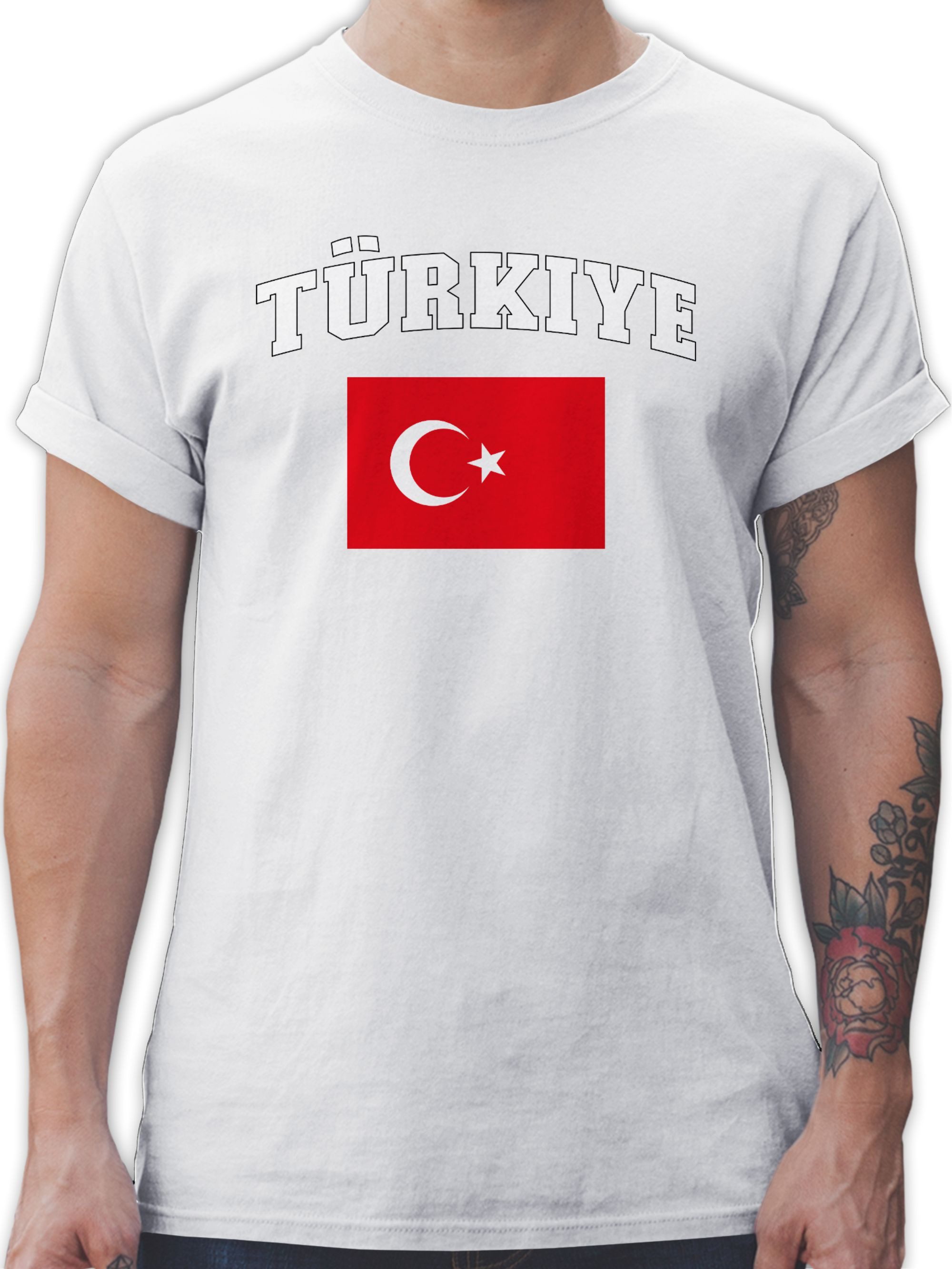 Shirtracer T-Shirt Türkiye Schriftzug mit Flagge, Türkei, Turkey, Türkisch 2026 Fussball WM Fanartikel