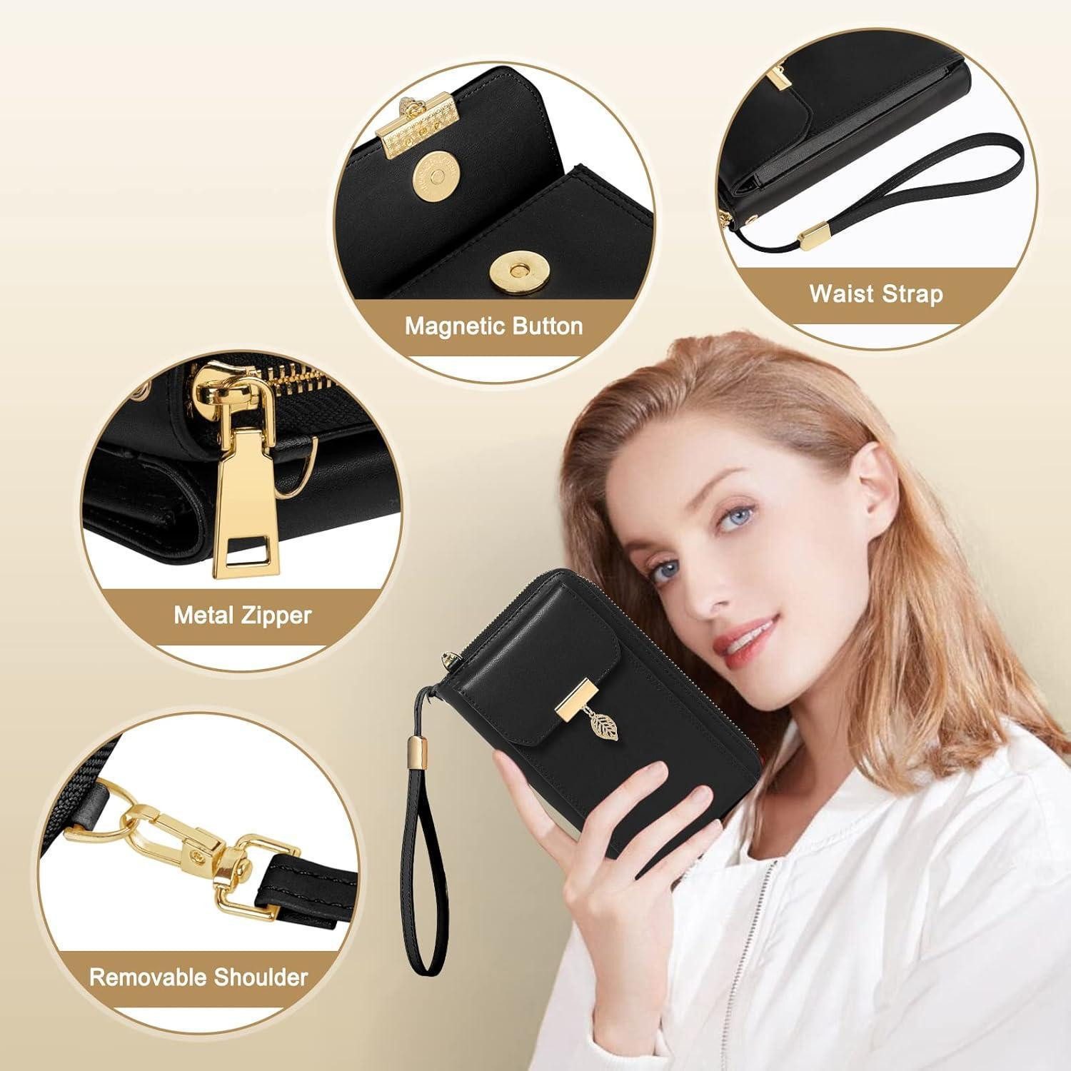 LuxusKollektion Handytasche Handytasche Umhängetasche Damen RFID Schutz Leder Schultertasche 12 – Bild 5 von 5