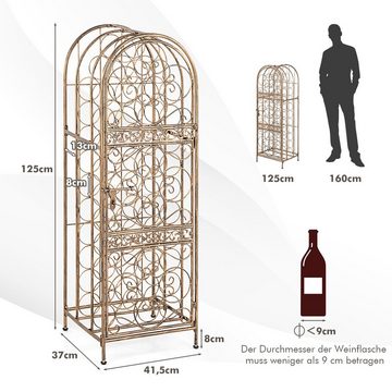 COSTWAY Weinregal, stehend für 45 Flaschen, mit Tür, Metall 41,5x37x125cm