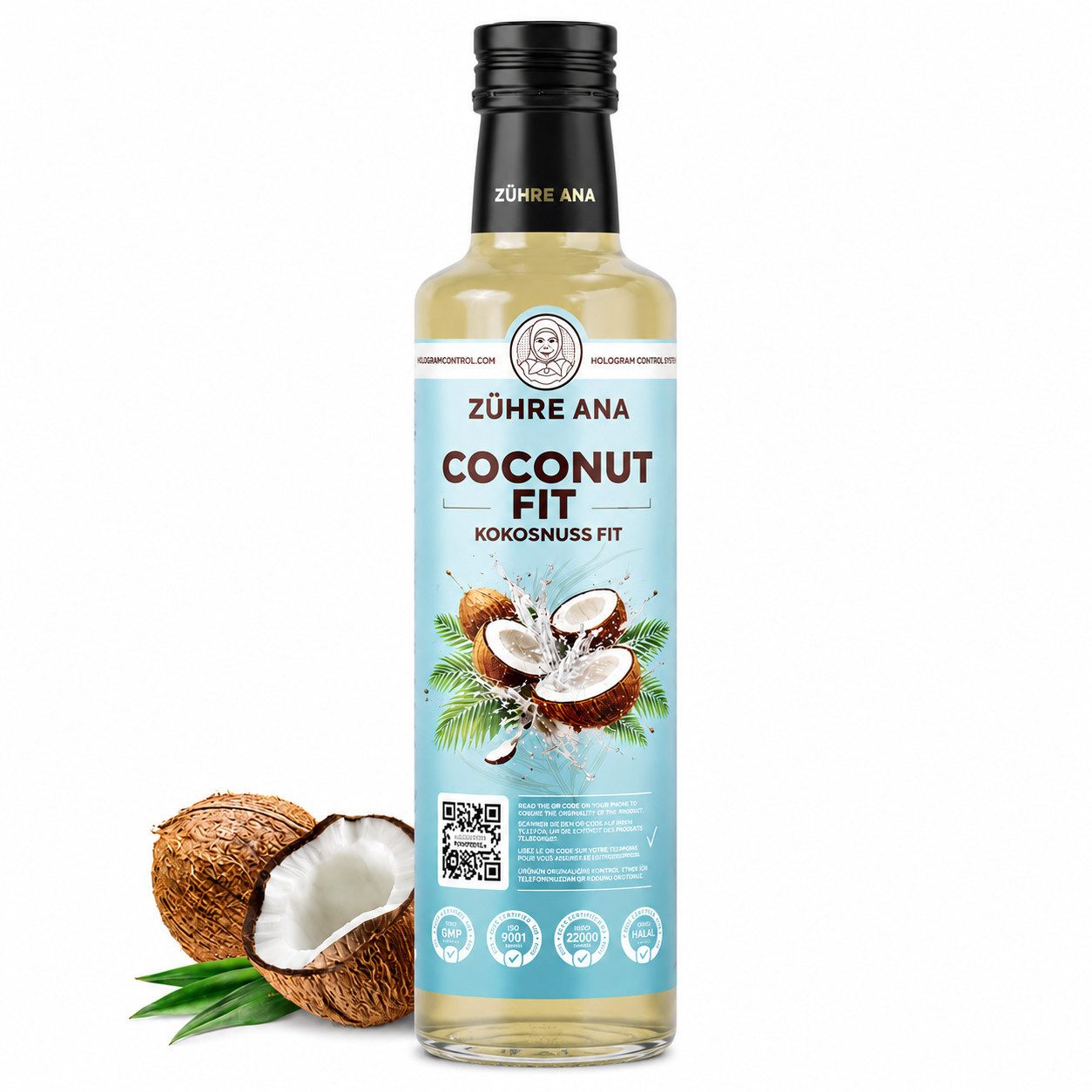 Zühre Ana® Sirup Coconut Fit Sirup – Kokos Chia Erfrischungsgetränk, 250 ml, 250 ml, Ein leichter und erfrischender Geschmack für den Alltag