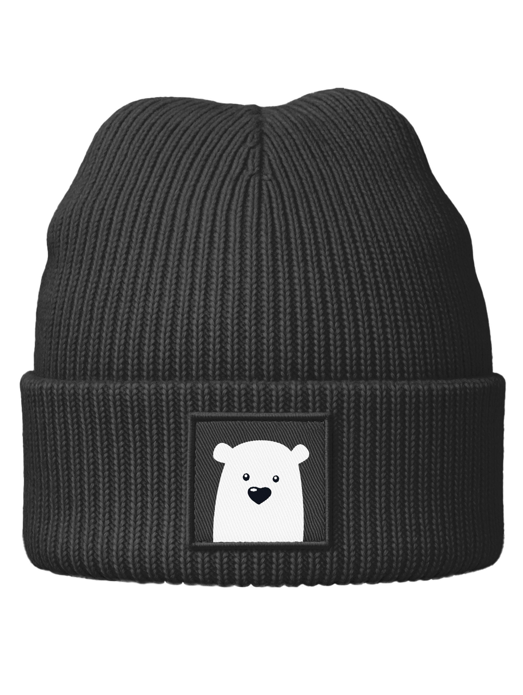 SpecialMe Beanie Kinder Beanie Jungen Design Bär Eisbär Aufdruck Print Strickmütze