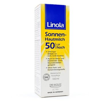 Dr. August Wolff GmbH & Co.KG Arzneimittel Sonnenschutzcreme LINOLA Sonnen-Hautmilch LSF 50, 100 ml