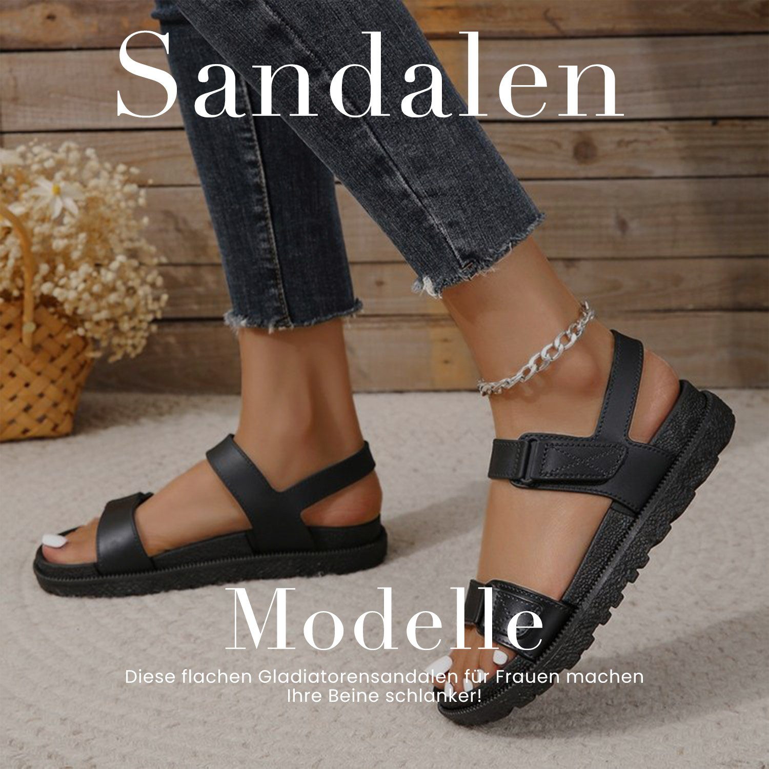 Daisred Damen Sportsandalen Sommer Sandalette mit Klettverschluss