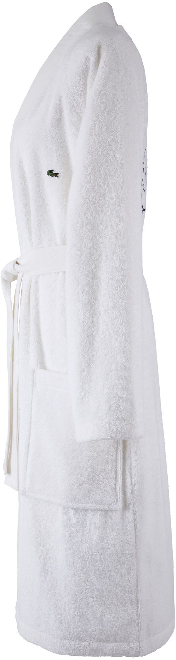 Lacoste Bademantel LDEFILE, Midilänge, Baumwolle, Kimono-Kragen, Gürtel, Mit Logo-Stickerei auf der Rückseite, aus 100% Baumwolle