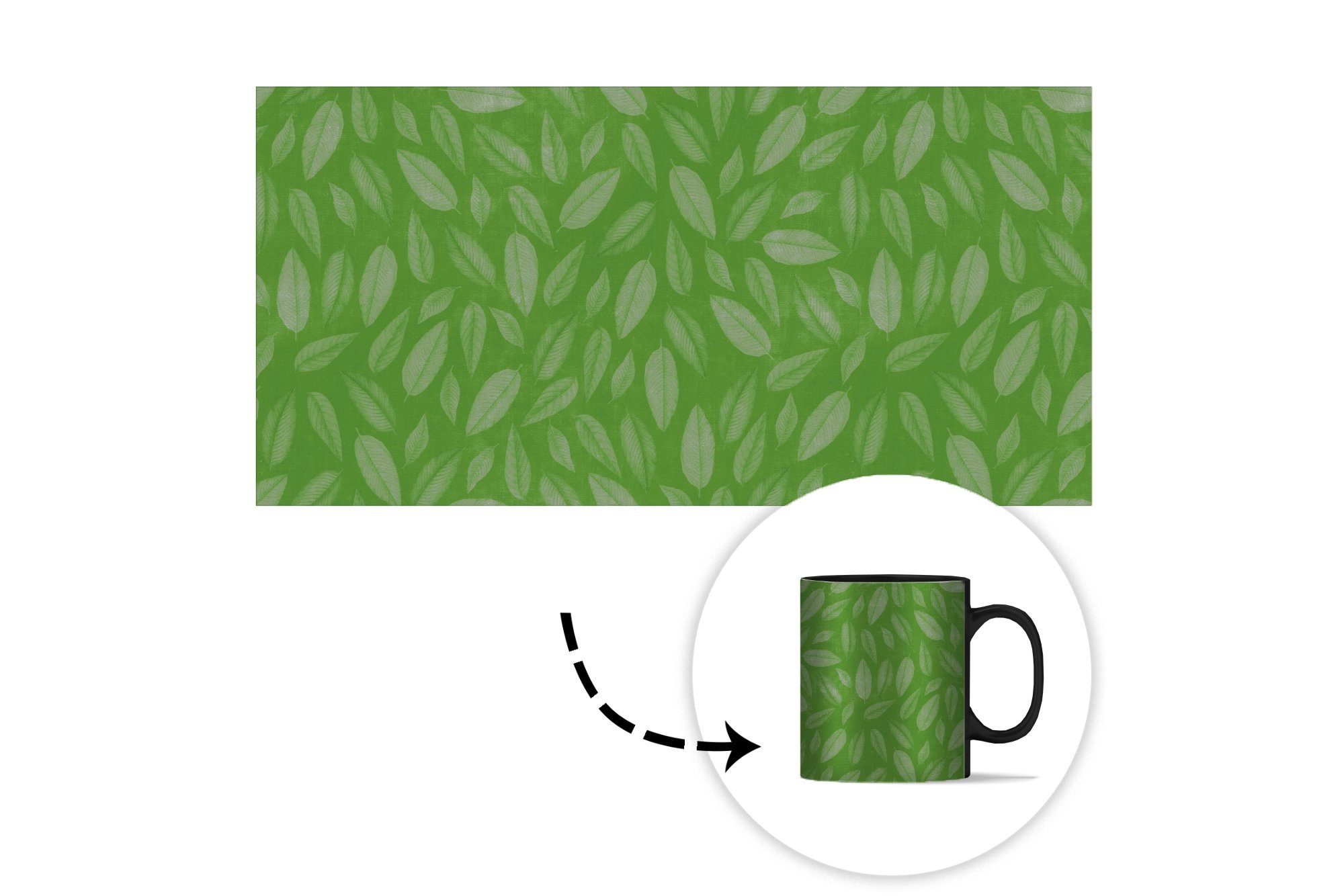 Blätter MuchoWow Grün, Geschenk Kaffeetassen, - - Keramik, Tasse Muster Farbwechsel, Zaubertasse, Teetasse,