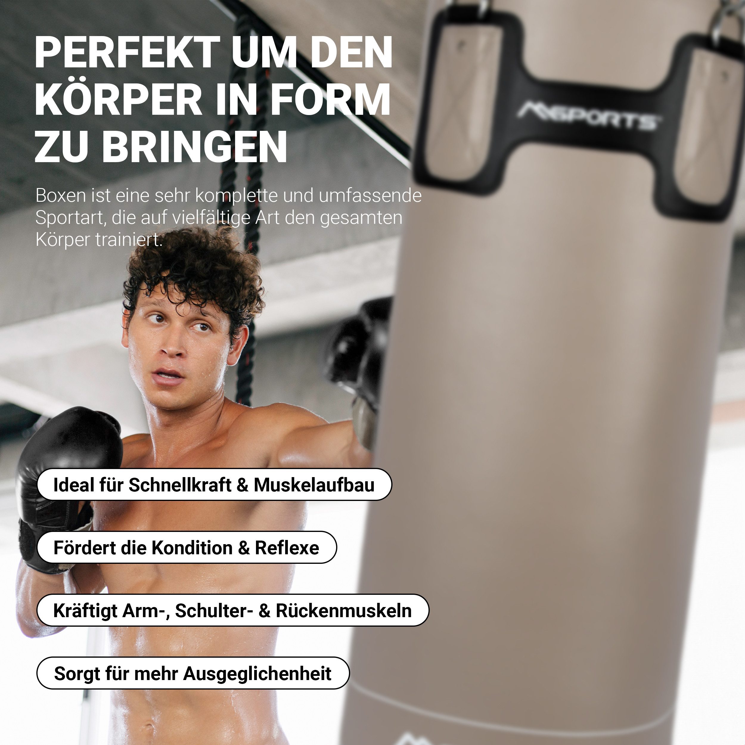 MSports® Boxsack Boxset Boxsack Set Professional 25 kg inkl. Boxhandschuh und Tasche
