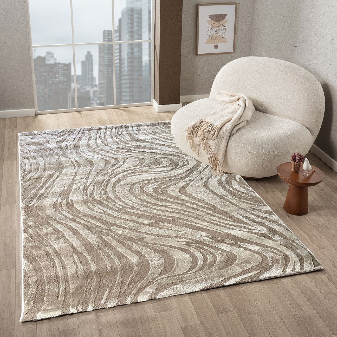 Vimoda Teppich Wellenmuster, modernerer Designteppich, dicht günstig online kaufen