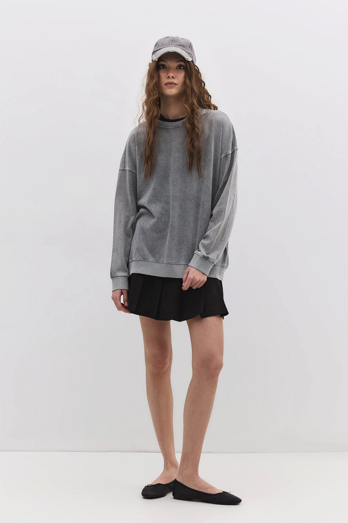 No Matter What Sweatshirt Oversize-Sweatshirt aus Baumwolle mit verblasstem günstig online kaufen