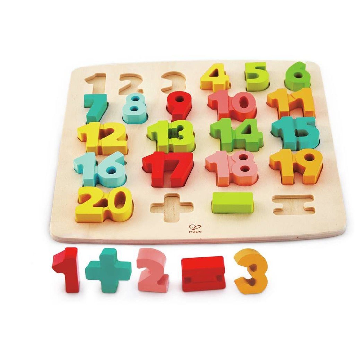 Hape Steckpuzzle E1550 Puzzle mit Zahlen und Rechensymbolen, Puzzleteile