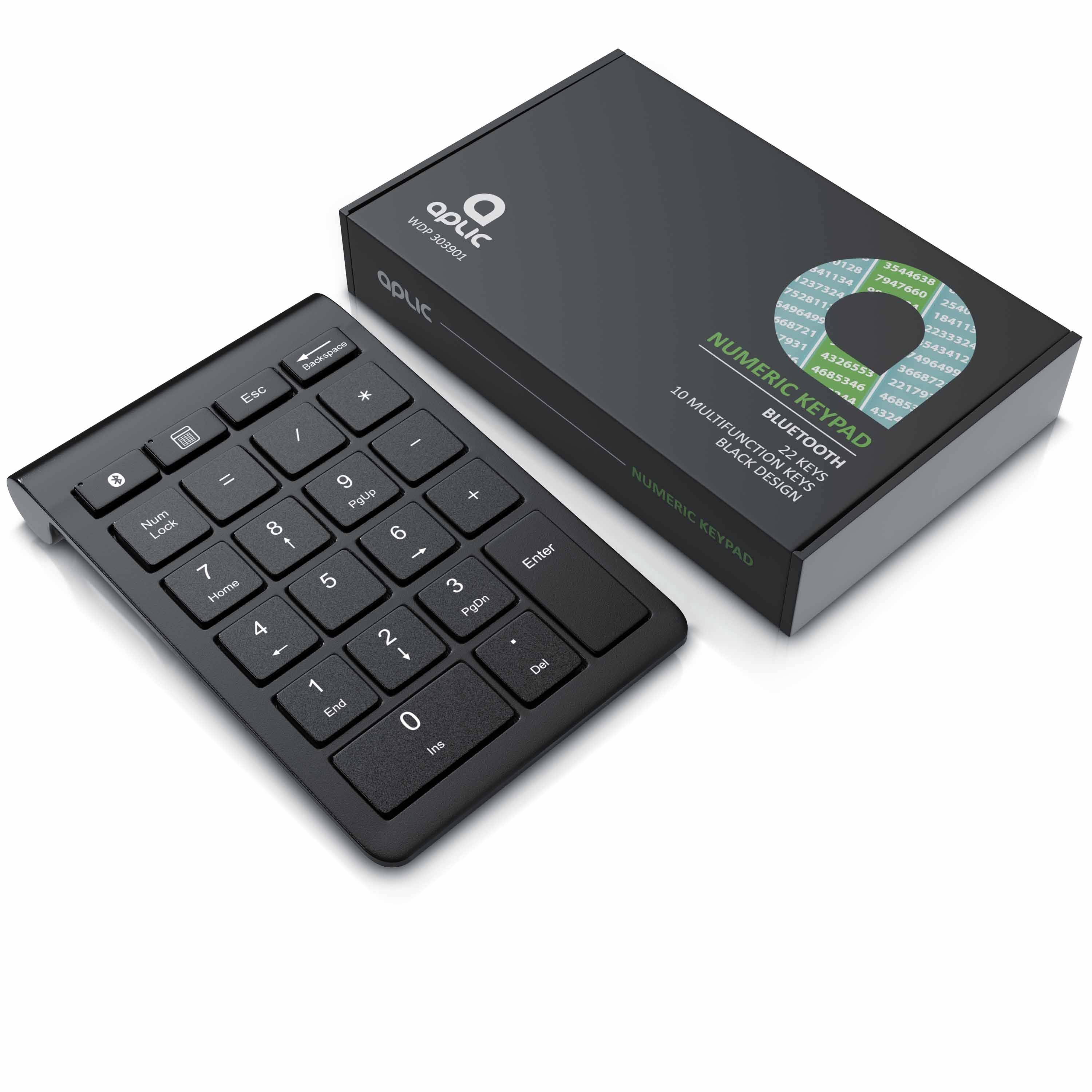 Aplic Kabellos Bluetooth Numpad mit 22 Tasten Keypad, Ziffernblock Wireless-Tastatur (10 Multifunktionstasten, Tastaturerweiterung für Laptop PC und Tablet)