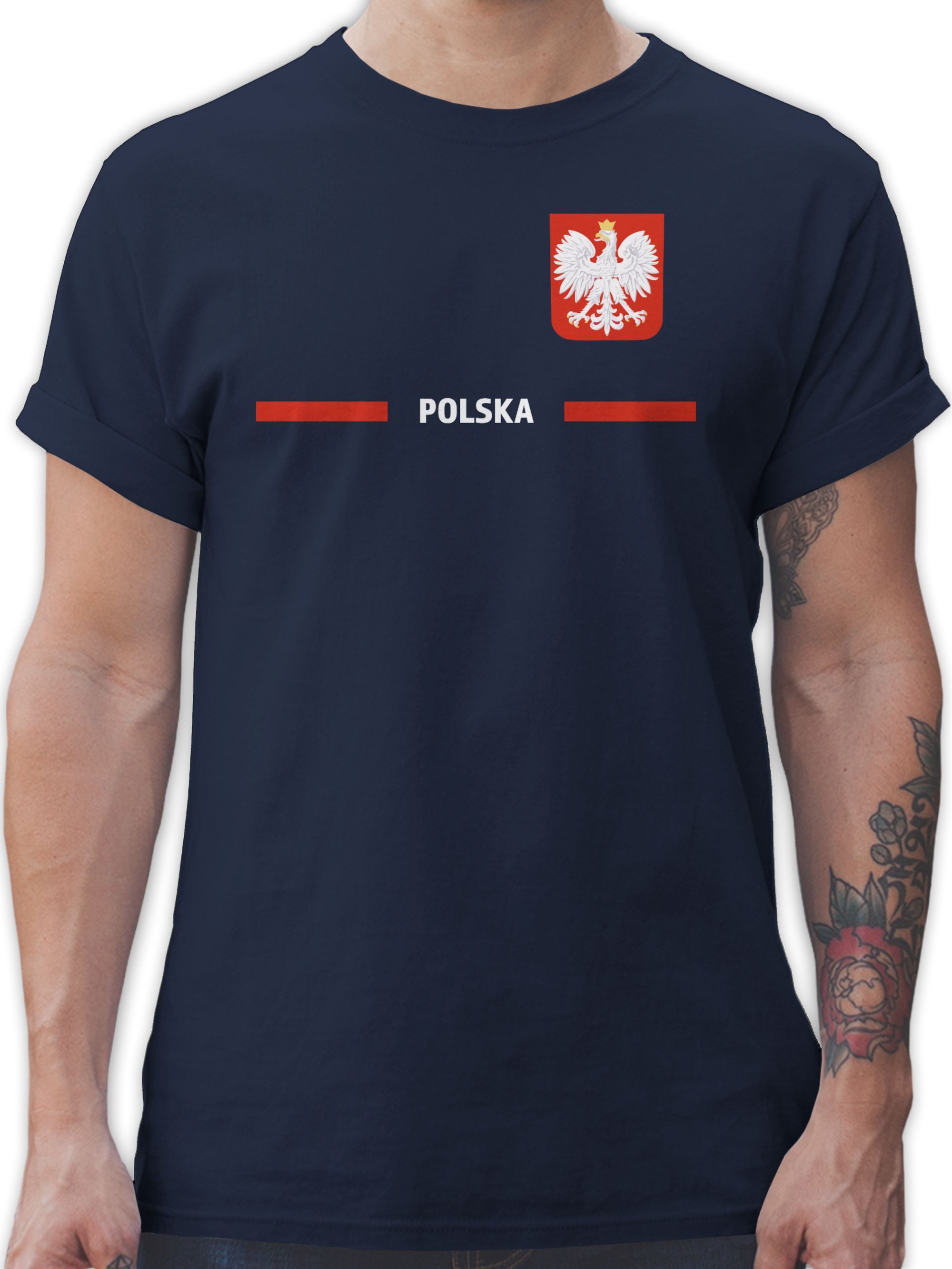 T-Shirt Polen Trikot Wappen, Polska mit Stolz, Polnisches Fan-Motiv