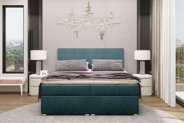 Stylefy Boxspringbett Gloris (Schlafzimmerbett, Bett), 140/160/180 x 200 cm, mit Topper, mit Bonellfederkern Matratze, Kopfteil gepolstert, Liegekomfort