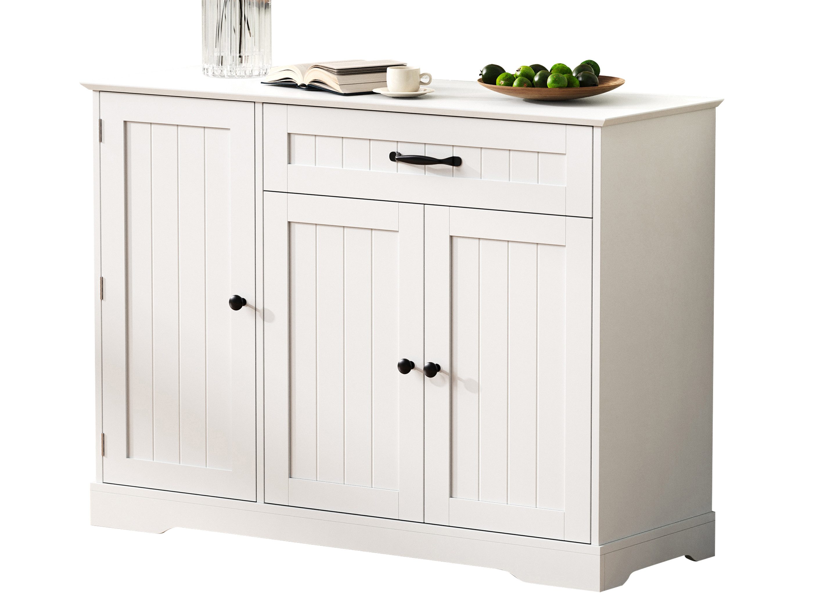 SeedWave Anrichte Mehrzweckschrank mit 1 Schublade, 3 Türen, Verstellbaren Fächern, Metallgriffe