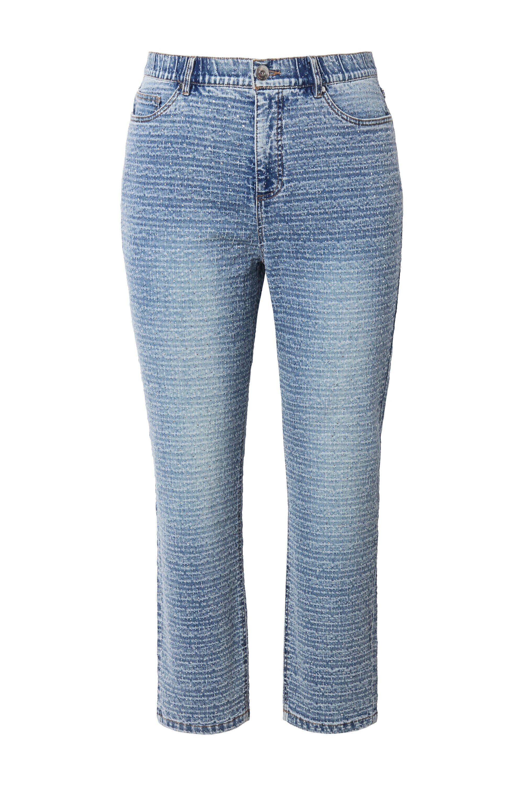 Studio Untold Regular-fit-Jeans Mom-Jeans Struktur mit Glitzer 5-Pocket