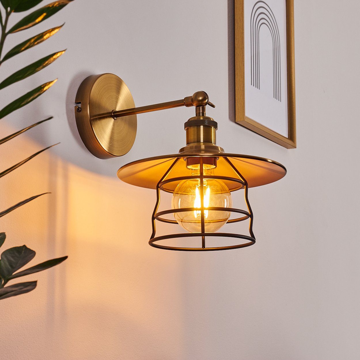 Lichteffekt verstellbare Design mit E27, in Wandlampe Bronze/Gold/Schwarz, aus hofstein ohne »Grello« Metall Wandleuchte Wandspot Retro/Vintage Leuchtmittel, in Gitter-Optik im