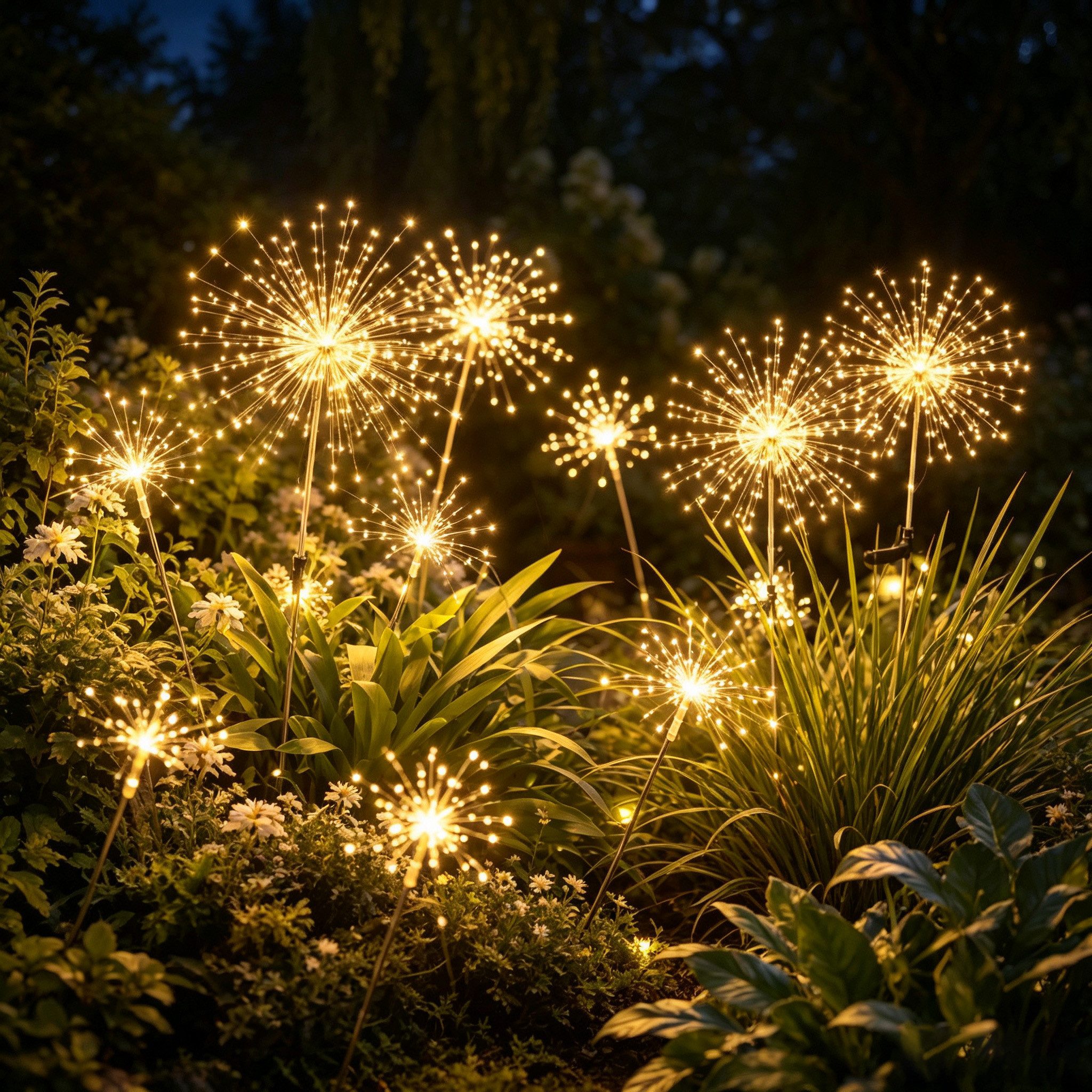 Salcar LED Solarleuchte 2er 180 LED Solarlampe Feuerwerk Gartenleuchte Weihnachtsdeko, 8 Modi Solarleuchten für Garten Außen LED Feuerwerk Licht mit Erdspieß