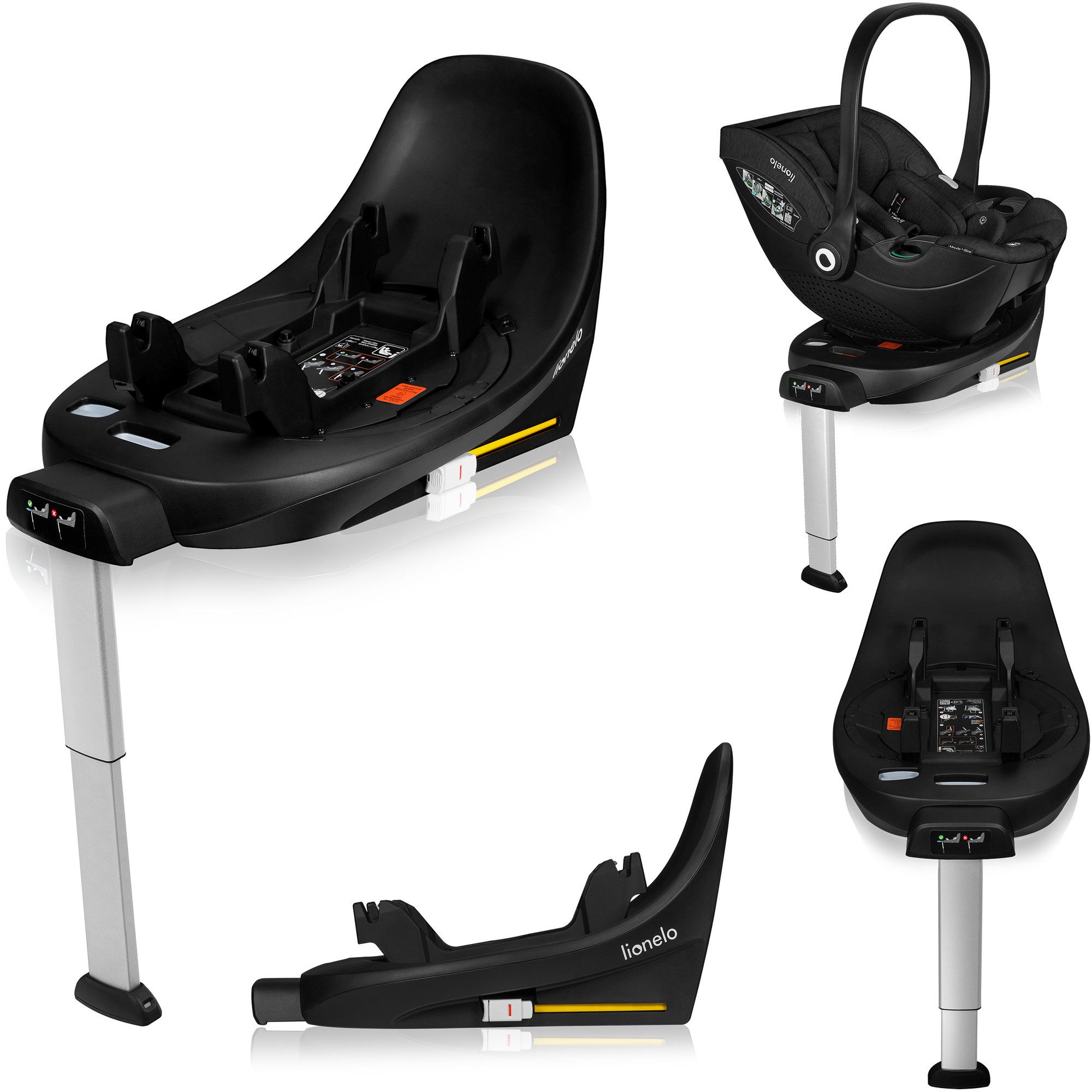 lionelo Autokindersitz MOXIE I-SIZE SET, ab: ab Geburt, bis: bis 87 cm, ab: 40 cm, bis: 87 cm, (Set mit 360°-Basis), Inklusive 360°-Basis/Memory Foam/Bambus/Dri-Seat/Magnetgurte