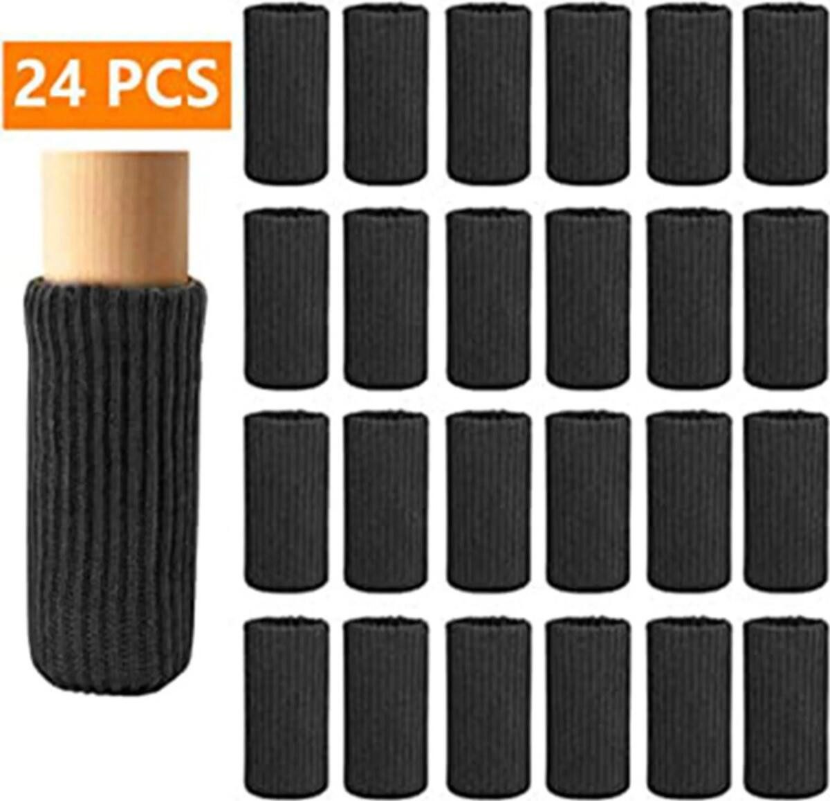 FELIXLEO Stuhlsocke Stuhlsocken Stuhlbeinschoner Elastisch Schwarz Fußbodenschutz, (24 St)