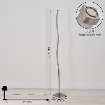 hofstein Stehlampe »Donisi« dimmbare Stehleuchte aus Metall in Nickel-matt, 3000 Kelvin, 20 Watt, 1300 Lumen, geschwungene Bodenlampe, stufenlosem Touchdimmer