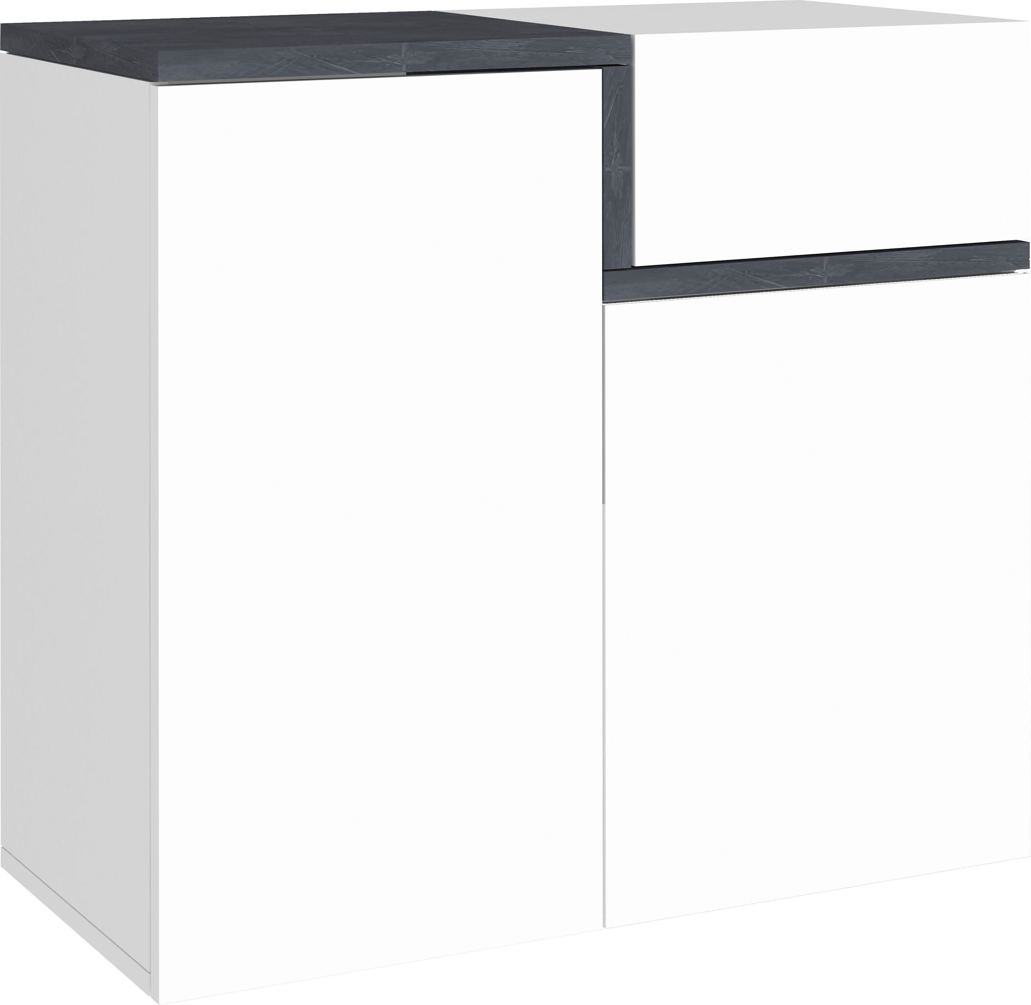 weiß hochglanz/zement | Korpus: weiß hochglanz/zement