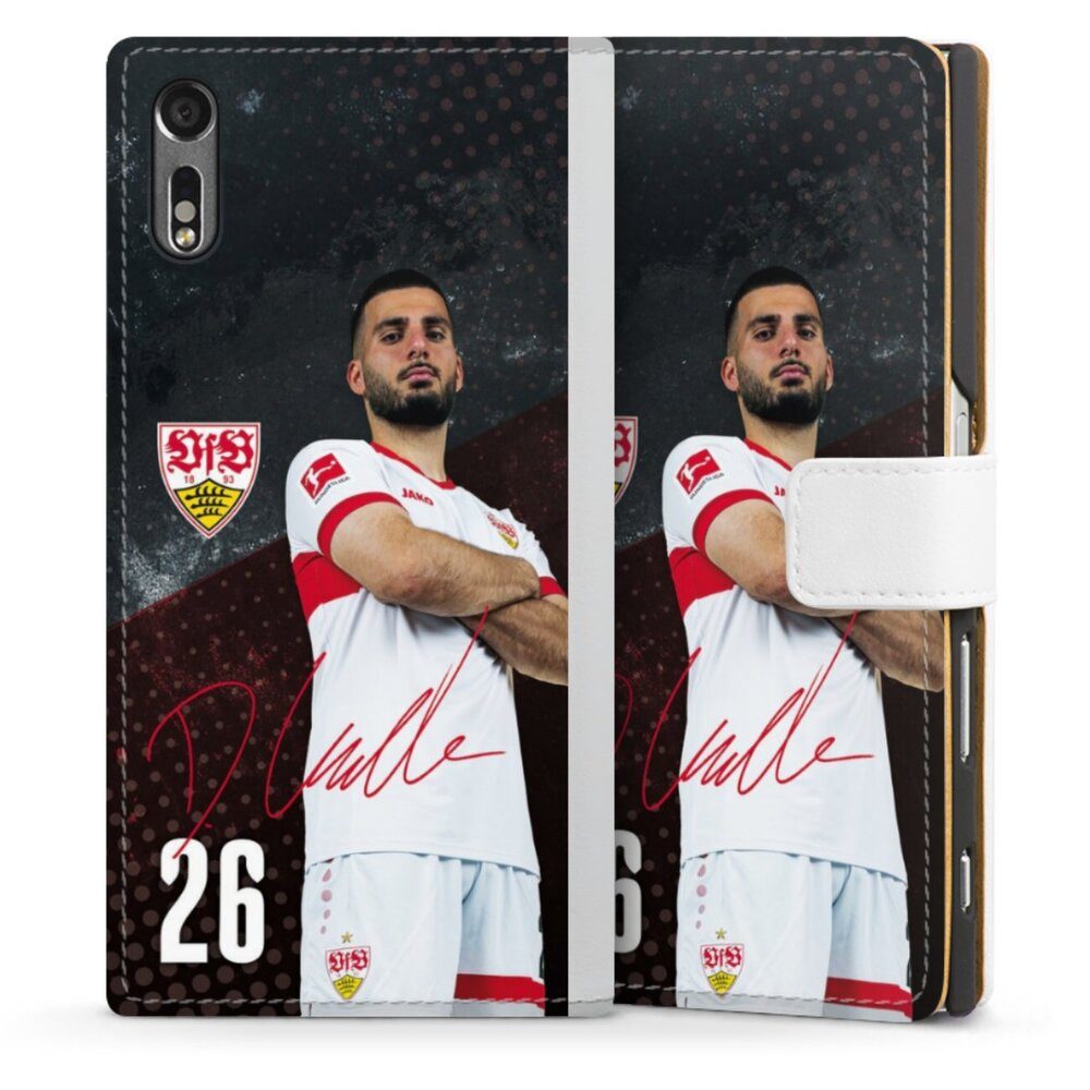 DeinDesign Handyhülle VfB Stuttgart Deniz Undav Offizielles Lizenzprodukt Deniz Undav 24/25, Sony Xperia XZ Hülle Handy Flip Case Wallet Cover Handytasche Leder