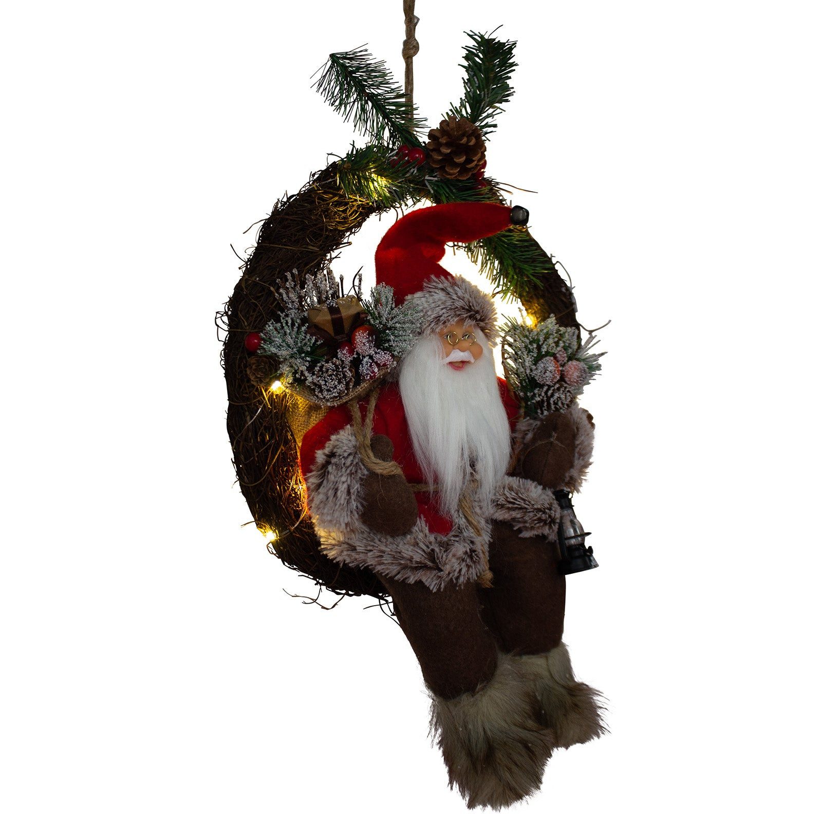 Christmas Paradise Weihnachtsmann im Kranz 30 cm mit LED (Weihnachtsdeko, 1 St., Türkranz), leuchtet, zum Hinhängen
