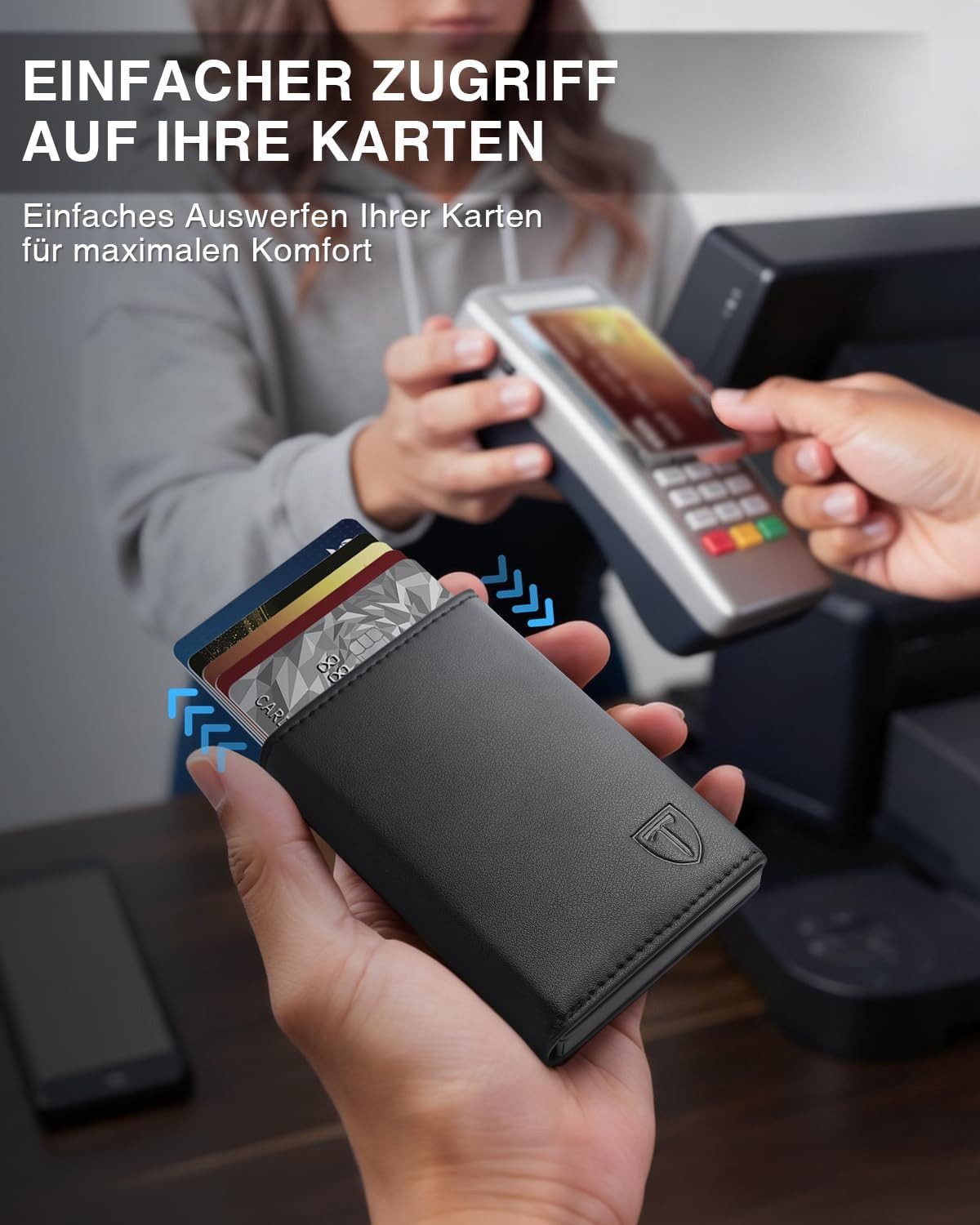 TEEHON Geldbörse Geldbeutel Herren - Portmonee Herren mit Münzfach (Smart Wallet RFID Schutz, Geldbeutel für 9 Kartenetui, Kreditkartenetui), Geldbörse Geldsche – Bild 5 von 5