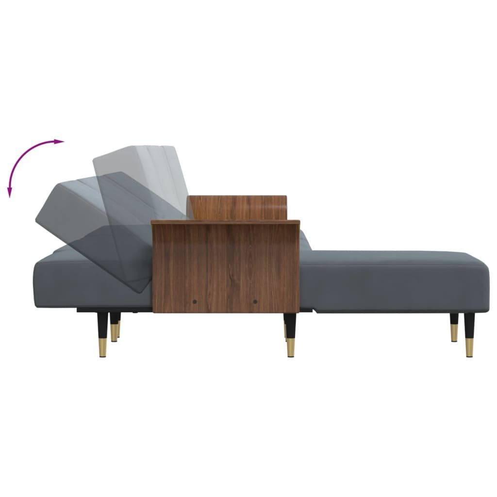 Samt vidaXL Schlaf in cm 279x140x70 Dunkelgrau Chaiselongue L-Form Sofa Schlafsofa