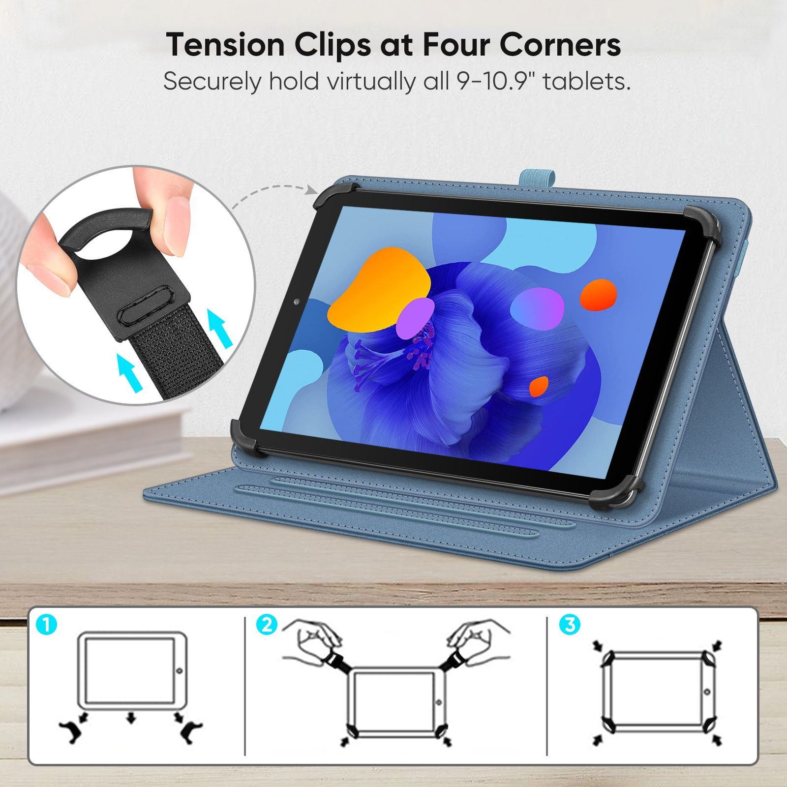 Fintie Tablet-Hülle Universal Hülle für Blackview Tab60 WiFi Tablet 10''/Tab 70/Tab 80 10" SGIN/HotLight/DOOGEE/Fullant 10.1 Zoll, Multi-Winkel Hülle Universal  – Bild 4 von 5