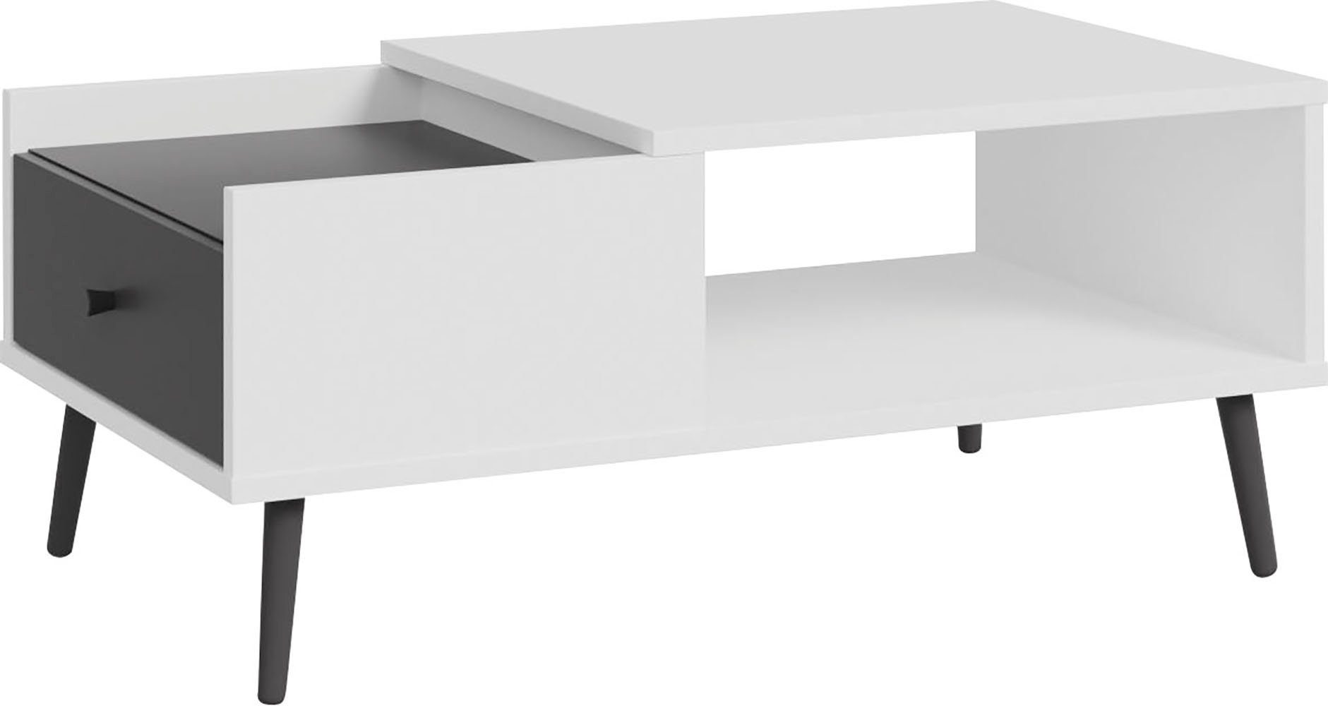 FORTE Couchtisch Harllson EasyKlix by Forte, die neue geniale Art Möbel aufzubauen, fast ohne Werkzeug Weiß/Uni Wolfram Grau