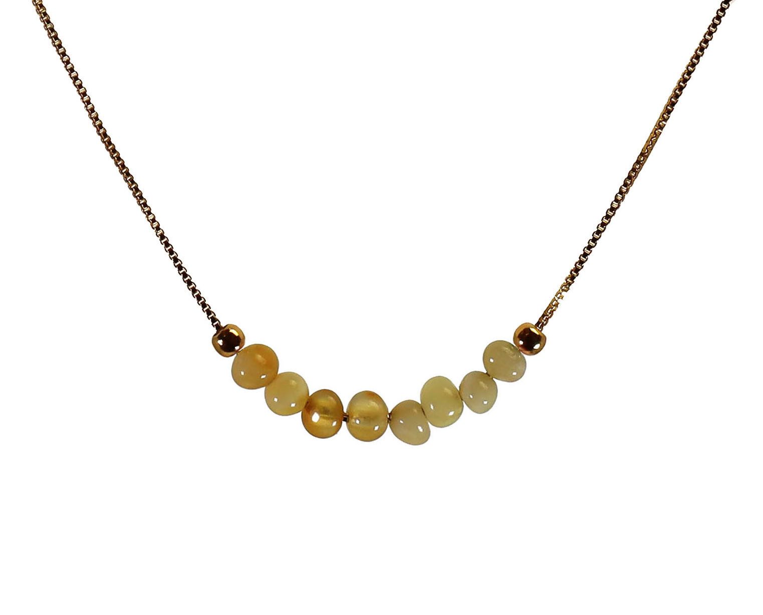 Edellis Kette mit Anhänger Vergoldete Silber Kette mit baltischen Bernstein-Barock Kugeln 5-6 mm (1-tlg)
