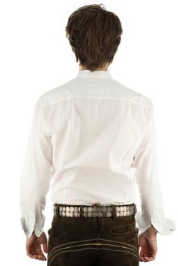 OS-Trachten Trachtenhemd Omsaya Langarmhemd mit Stehkragen mit besticktem Riegel
