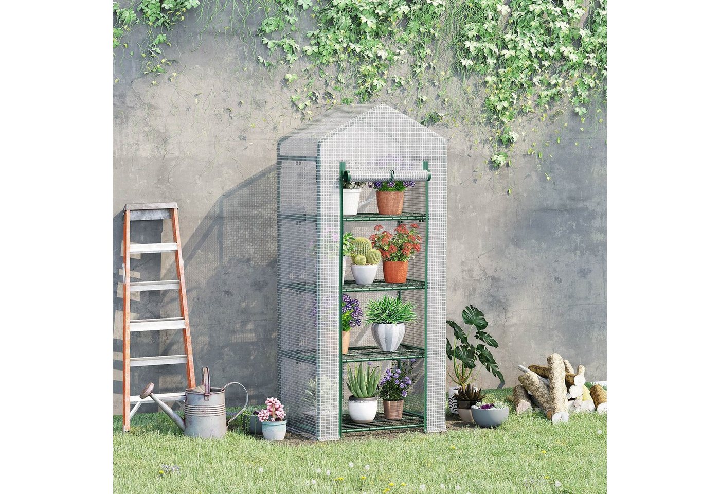 Thumbnail - Outsunny Foliengewächshaus Gewächshaus Tomatenhaus Pflanzenhaus Weiß, BxTxH: 70 x 50 x 160 cm, BxLxH: 50 x 70 x 160 cm, ...