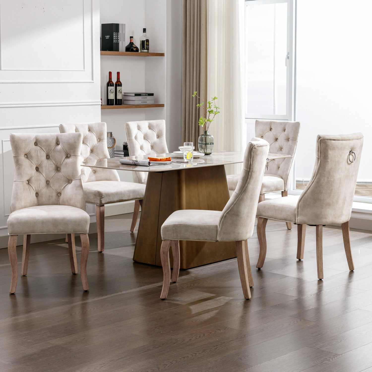 Flieks Esszimmerstuhl (Set, 6 St), 6er Set Polsterstuhl mit Rückenlehne Woh günstig online kaufen