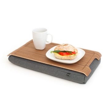 Bosign Laptop Tablett Knietablett Mini Laptray Anti-Slip Teak Salt & Pepper Gray