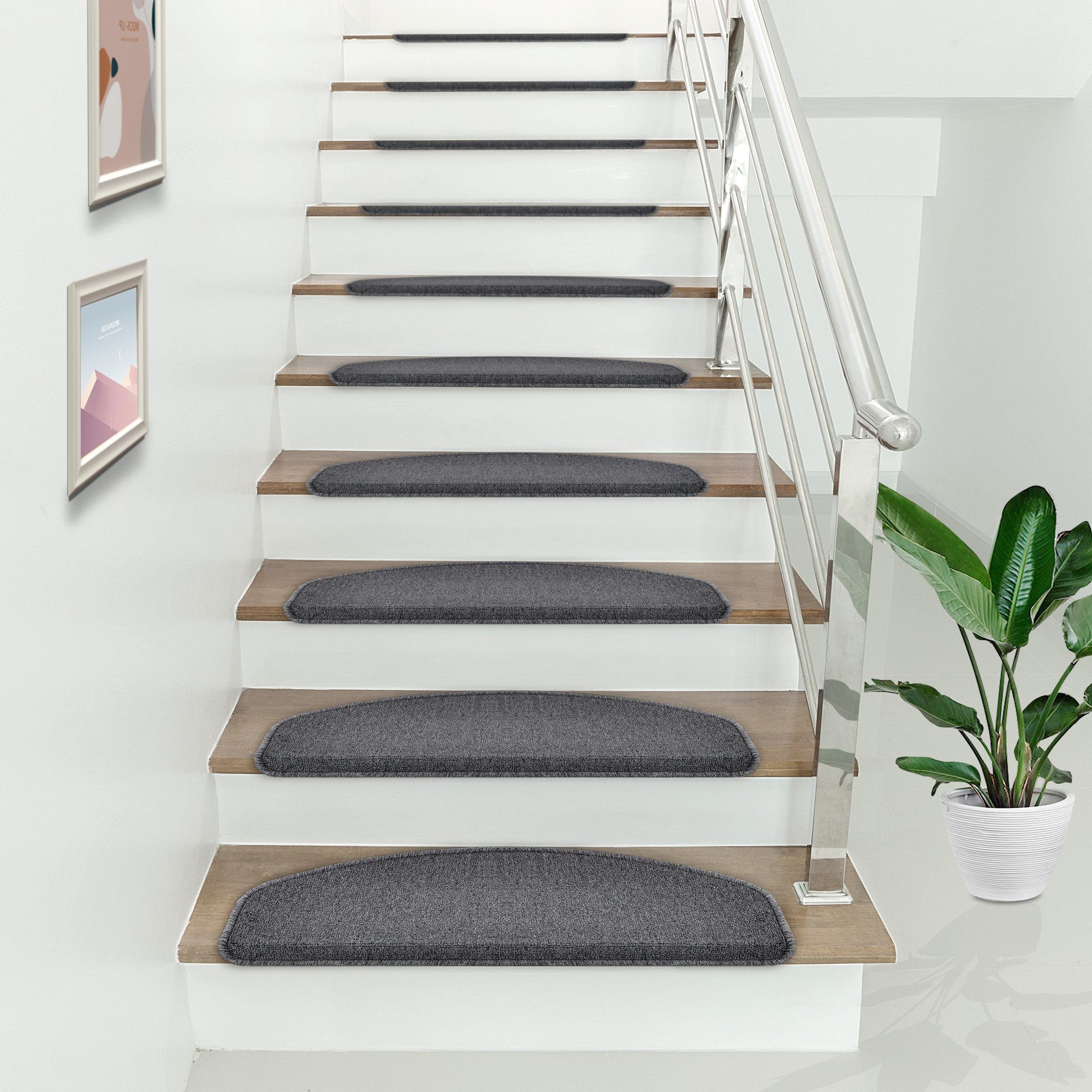 en.casa Stufenmatte, halbrund, 15er Set Treppenmatten günstig online kaufen