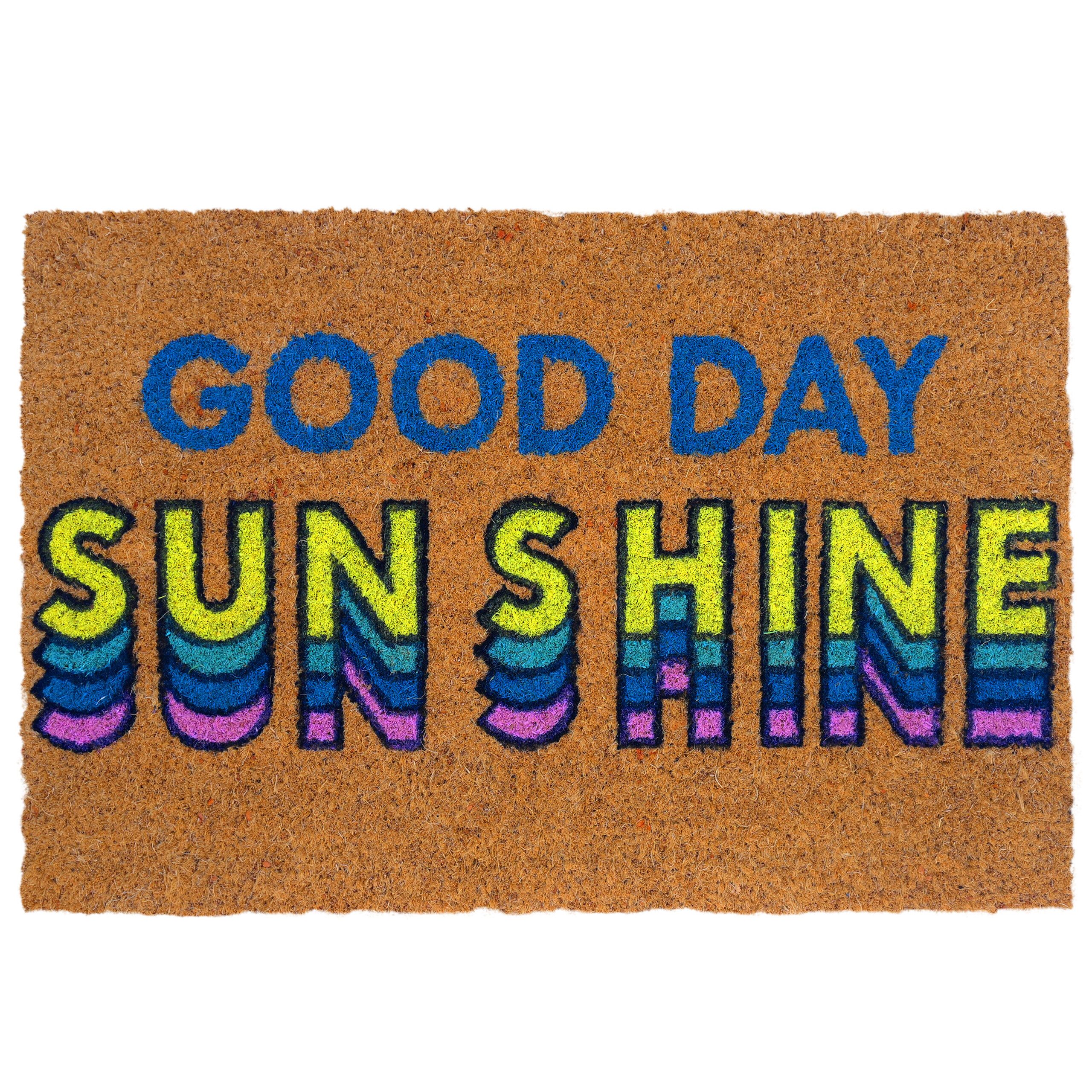 relaxdays Fußmatte Kokos "Good Day Sunshine", Rechteckig, Höhe: 15 mm, A