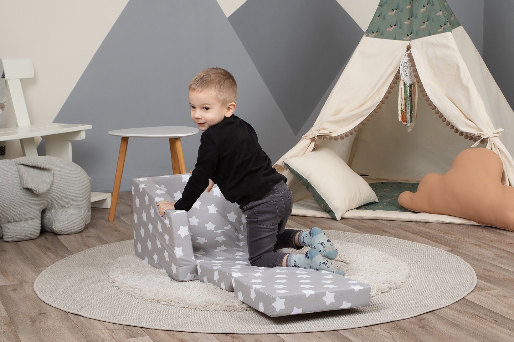 Knorrtoys® Sofa Singlesofa Grey White in Stars, Made für Europe Kinder