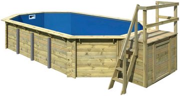 Karibu Achteckpool SEVILLA Set B, BxLxH: 780x400x124 cm, mit Terrasse und Geländer