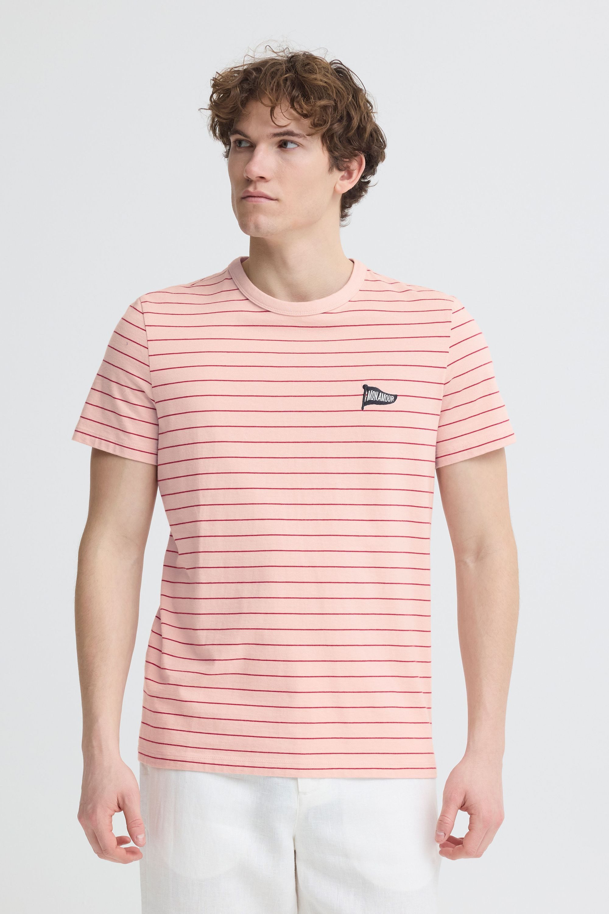 Casual Friday Rundhalsshirt CFTangen Gestreiftes T-Shirt mit dezentem Stick-Detail