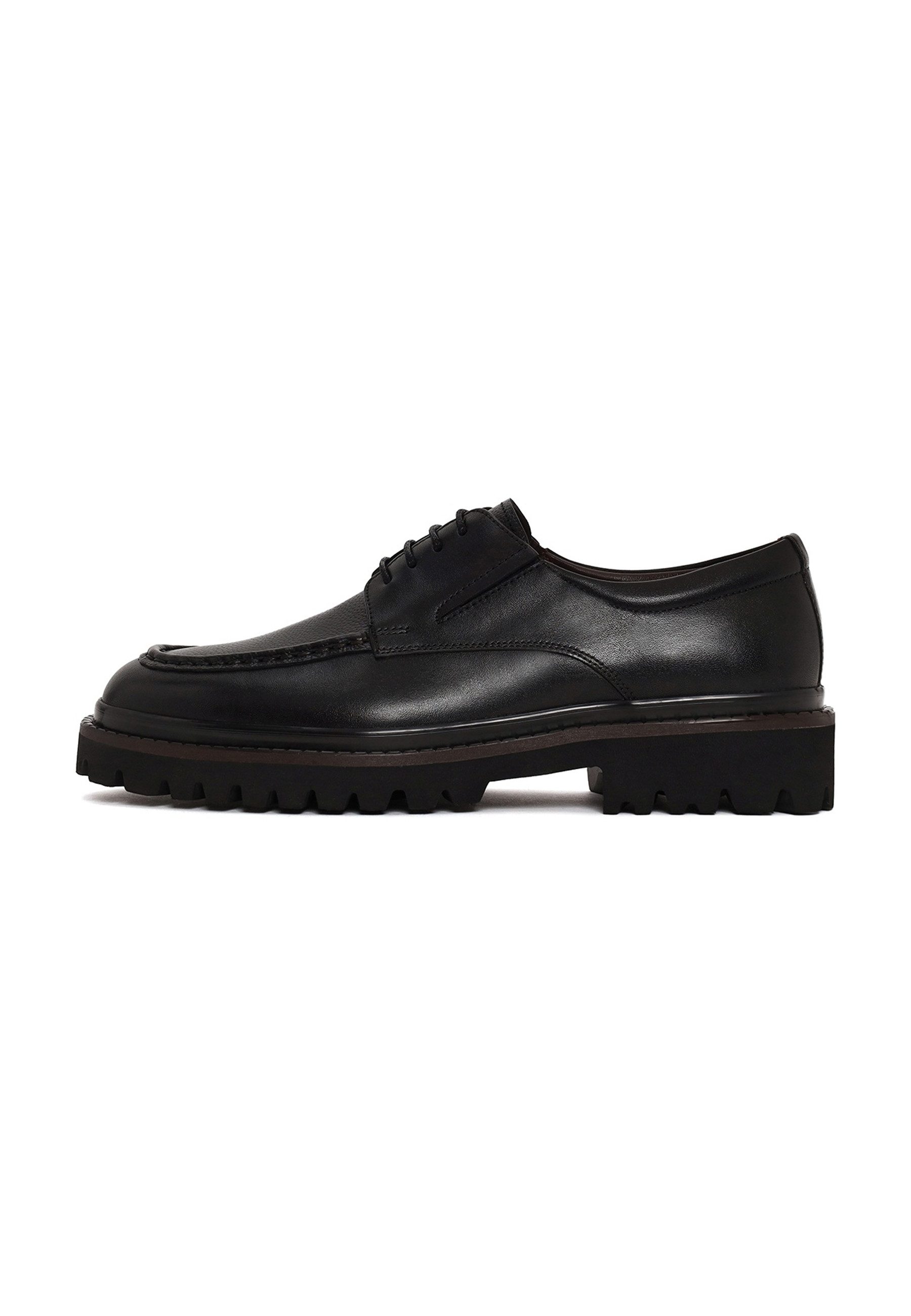 Derimod Leder Derby-Schuhe Mit Klobiger Sohle Schnürschuh