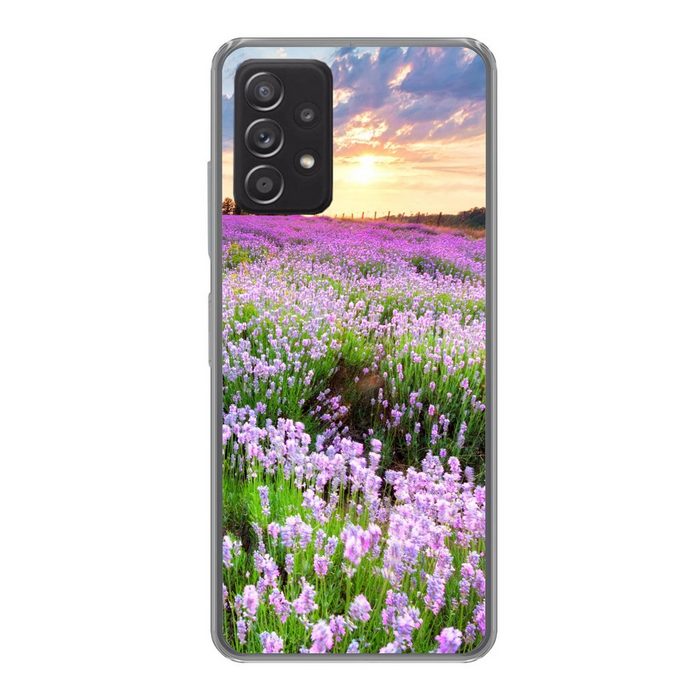 MuchoWow Handyhülle Blumen - Lavendel - Lila - Himmel - Sonnenuntergang - Wiese - Natur Handyhülle Telefonhülle Samsung Galaxy A33