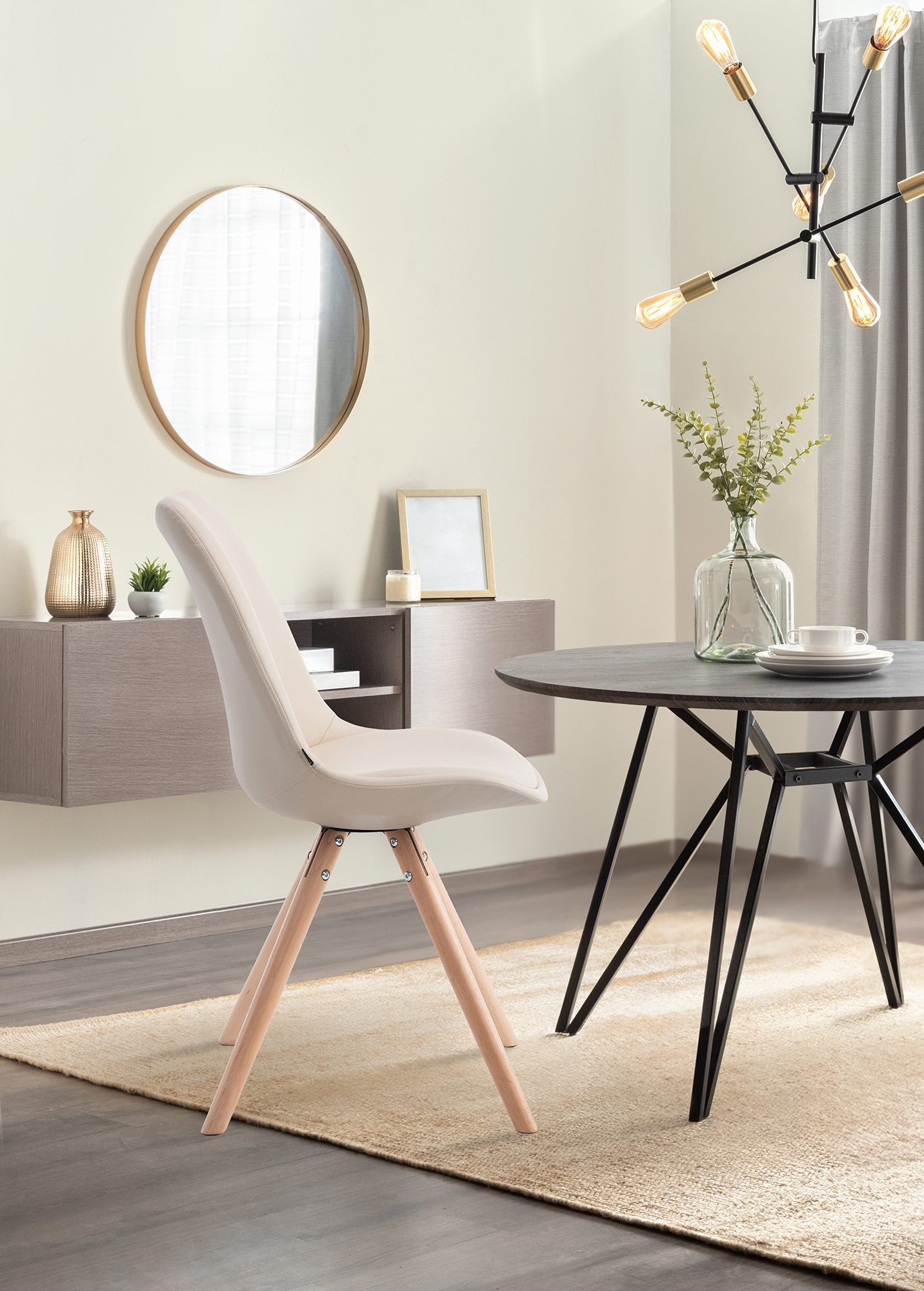 furnicato Besucherstuhl Esszimmerstuhl Laval 84x48x56 cm creme (1 St)