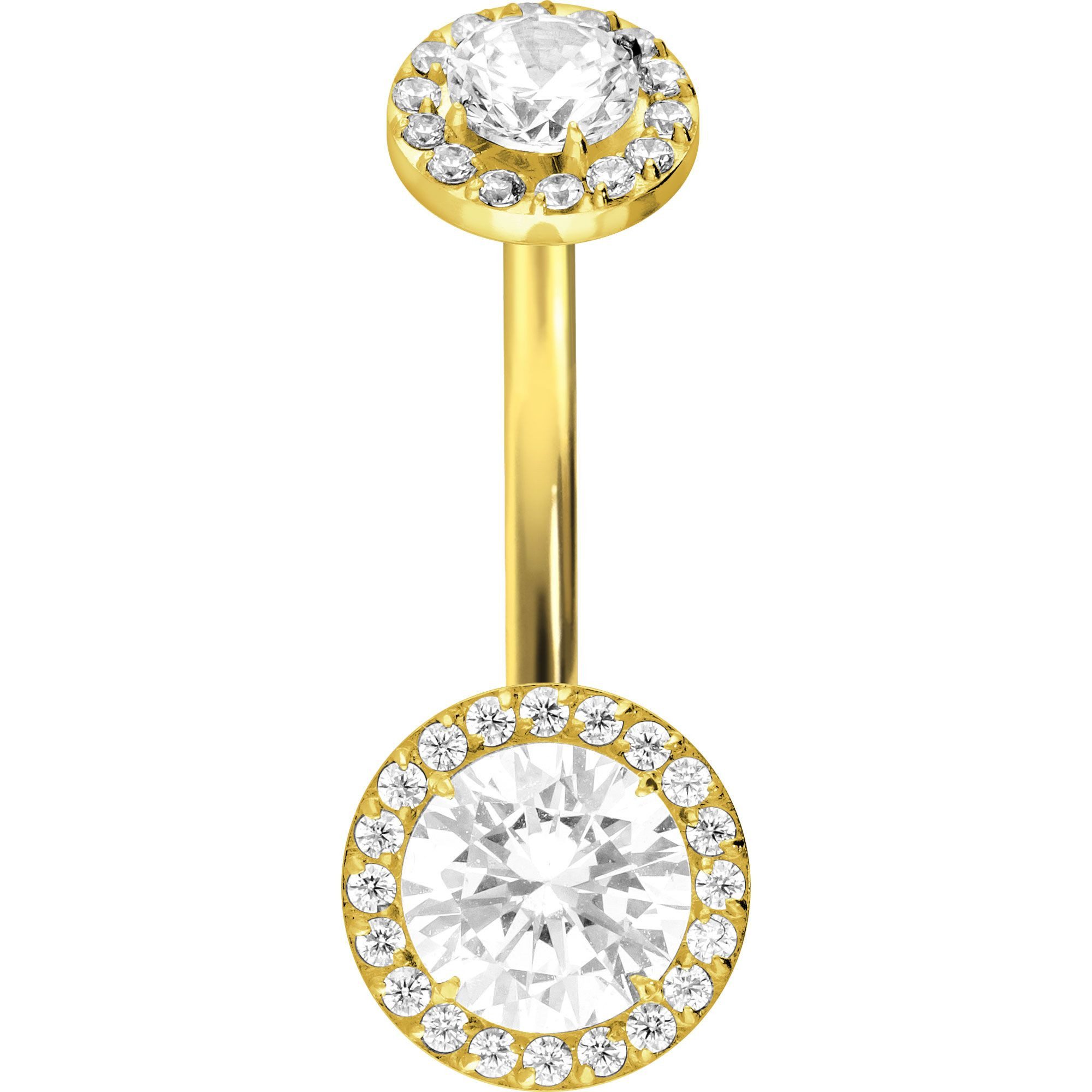 PIERCINGLINE Bauchnabelpiercing Titan Bananabell mit Innengewinde 2 KRISTALLDISCS (Bananabells, 1-tlg)