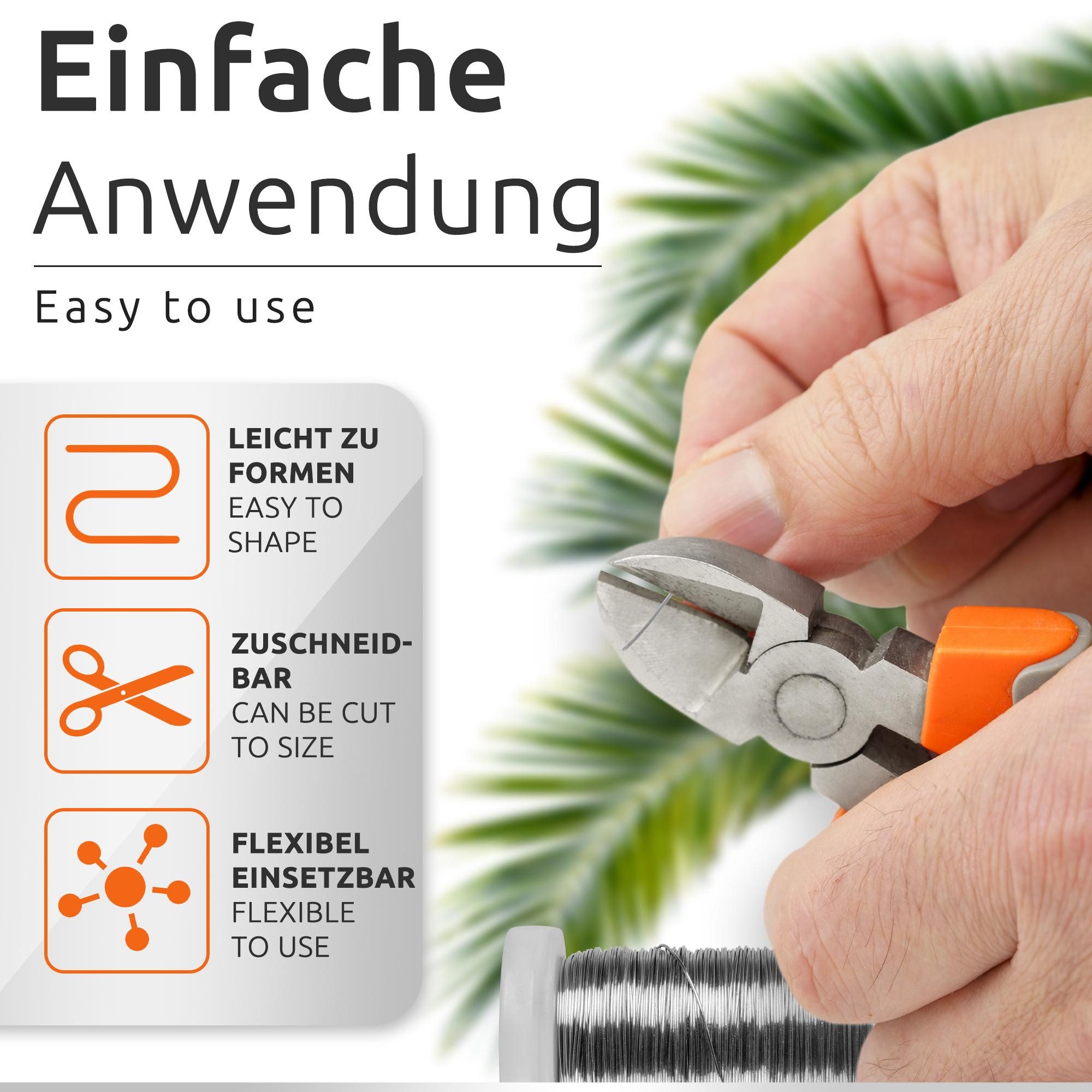 ECENCE Bindedraht 3x Myrtendraht geglüht aus Eisen Blumenbindedraht