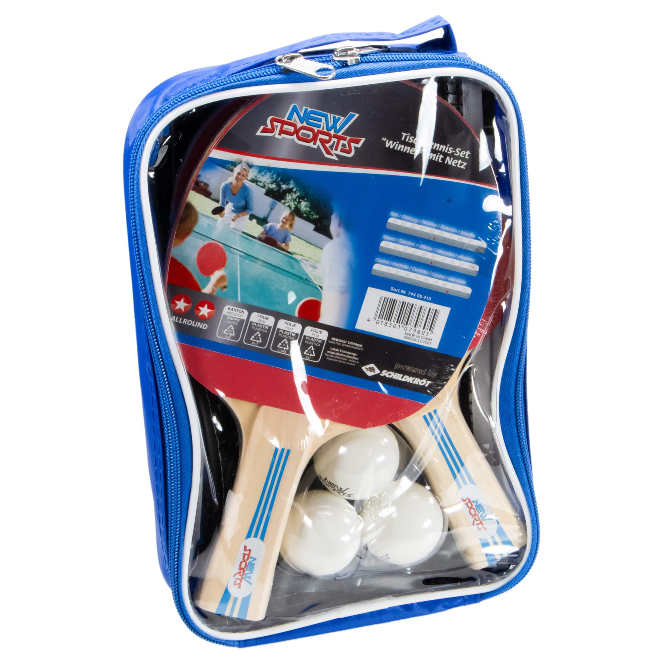 New Sports Tischtennisnetz Komplettes Tischtennis Set: 2 Schläger, 3 Bälle Netz mit (8-St), mit Aufbewahrungs- und Transporttasche