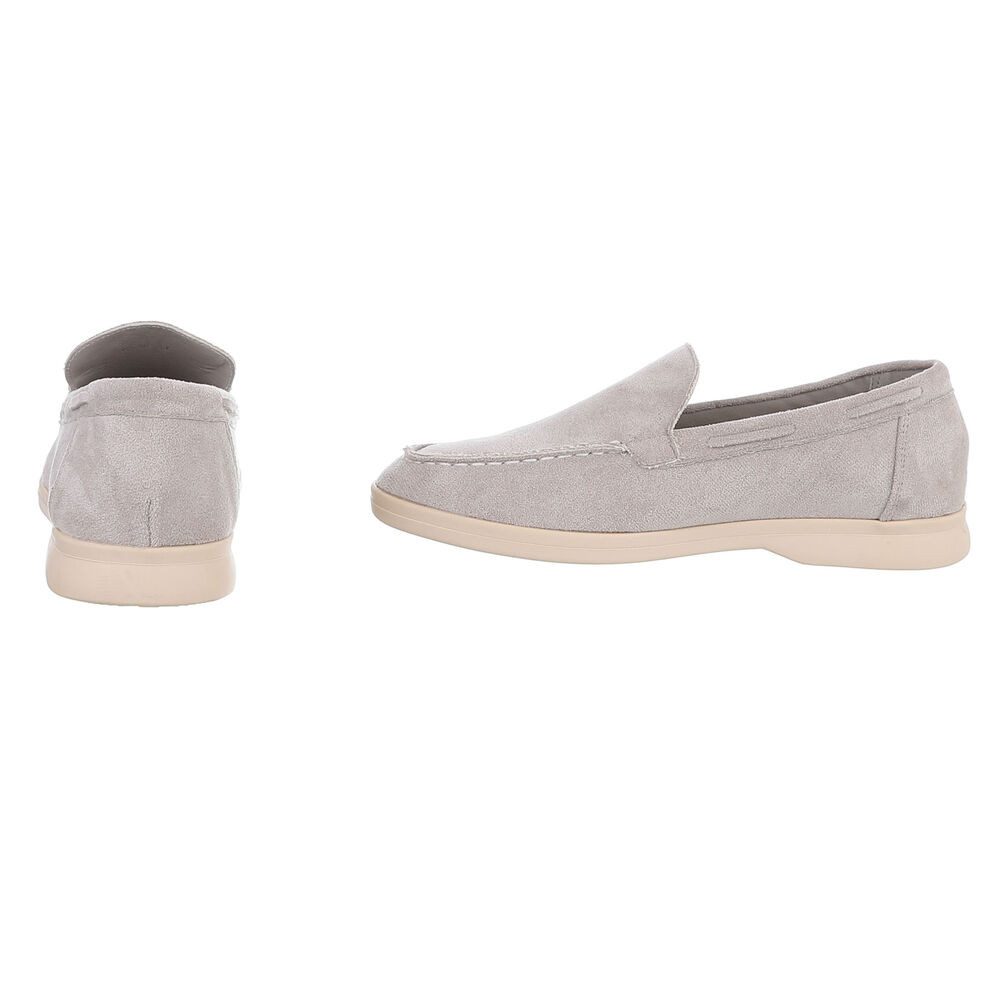 Ital-Design Eleganter Damen Slip-On Schuh mit hohem Tragekomfort Slipper (90927385) Blockabsatz Mokassins in Hellgrau – Bild 5 von 5